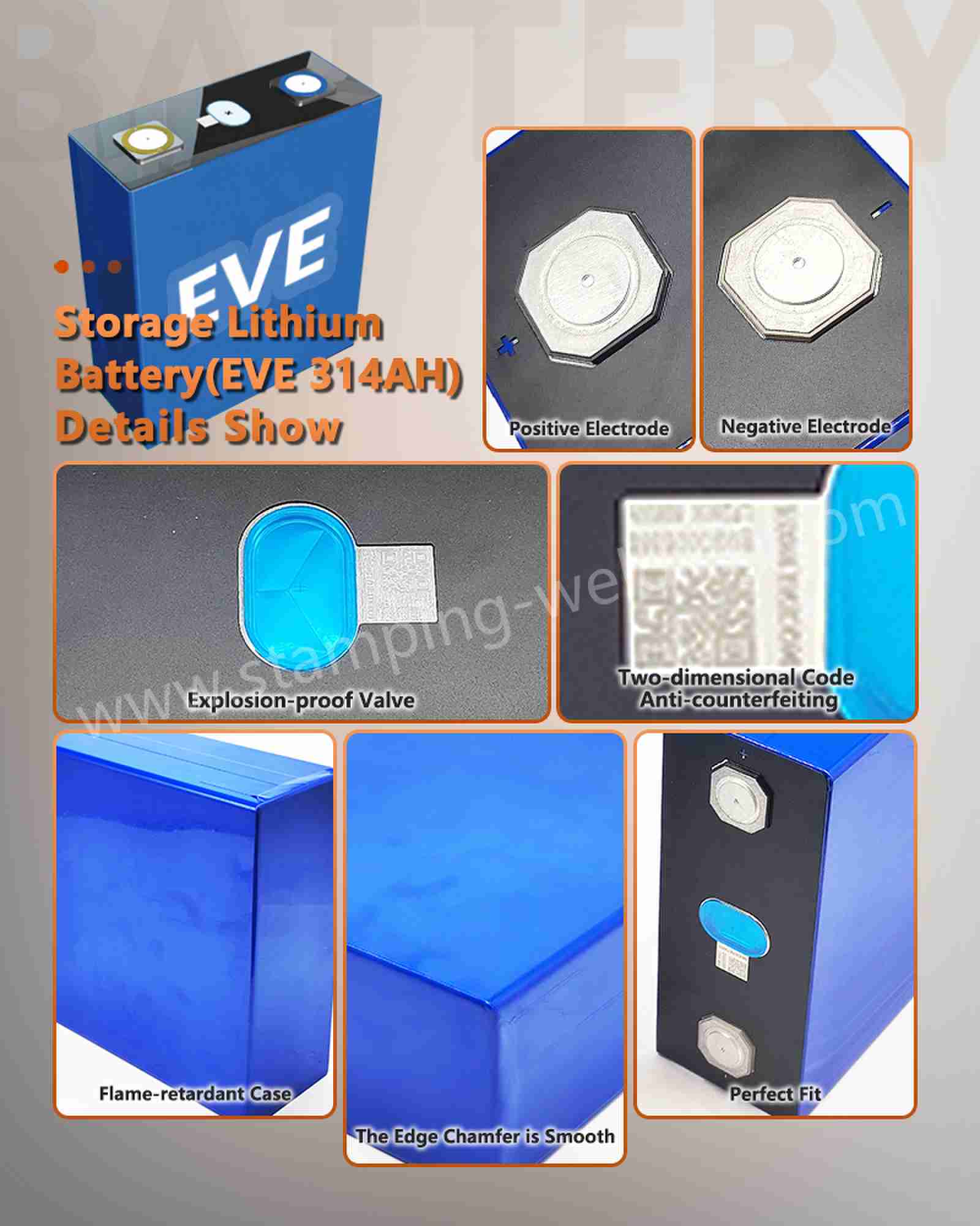 Details show of LiFePO4 battery cell Details show of LiFePO4 battery cell